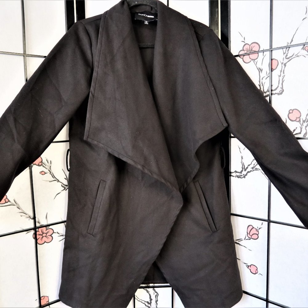 Fashion Nova Black Jacket Large Lapels Size Large